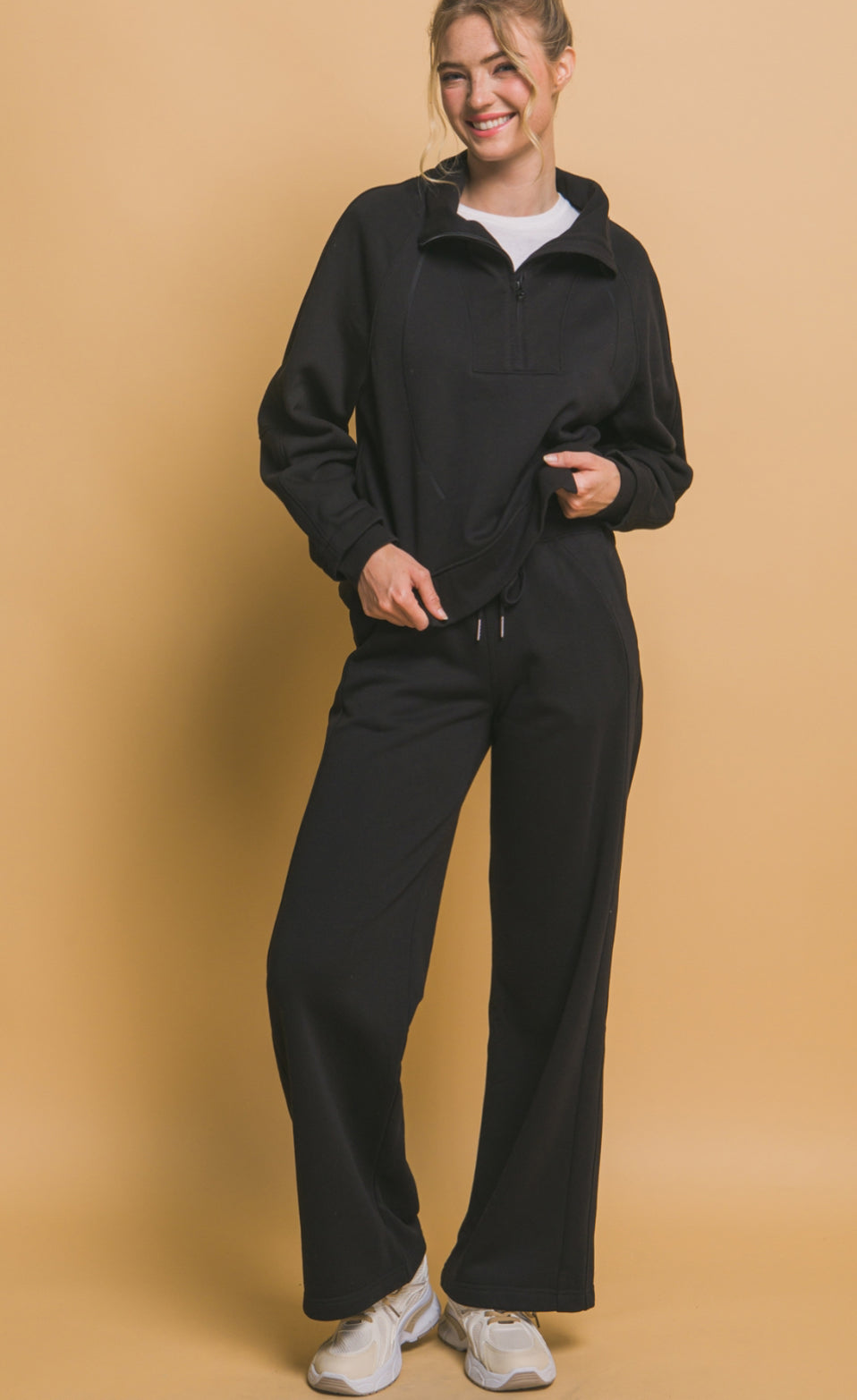 Wide Leg Sweatpants-black