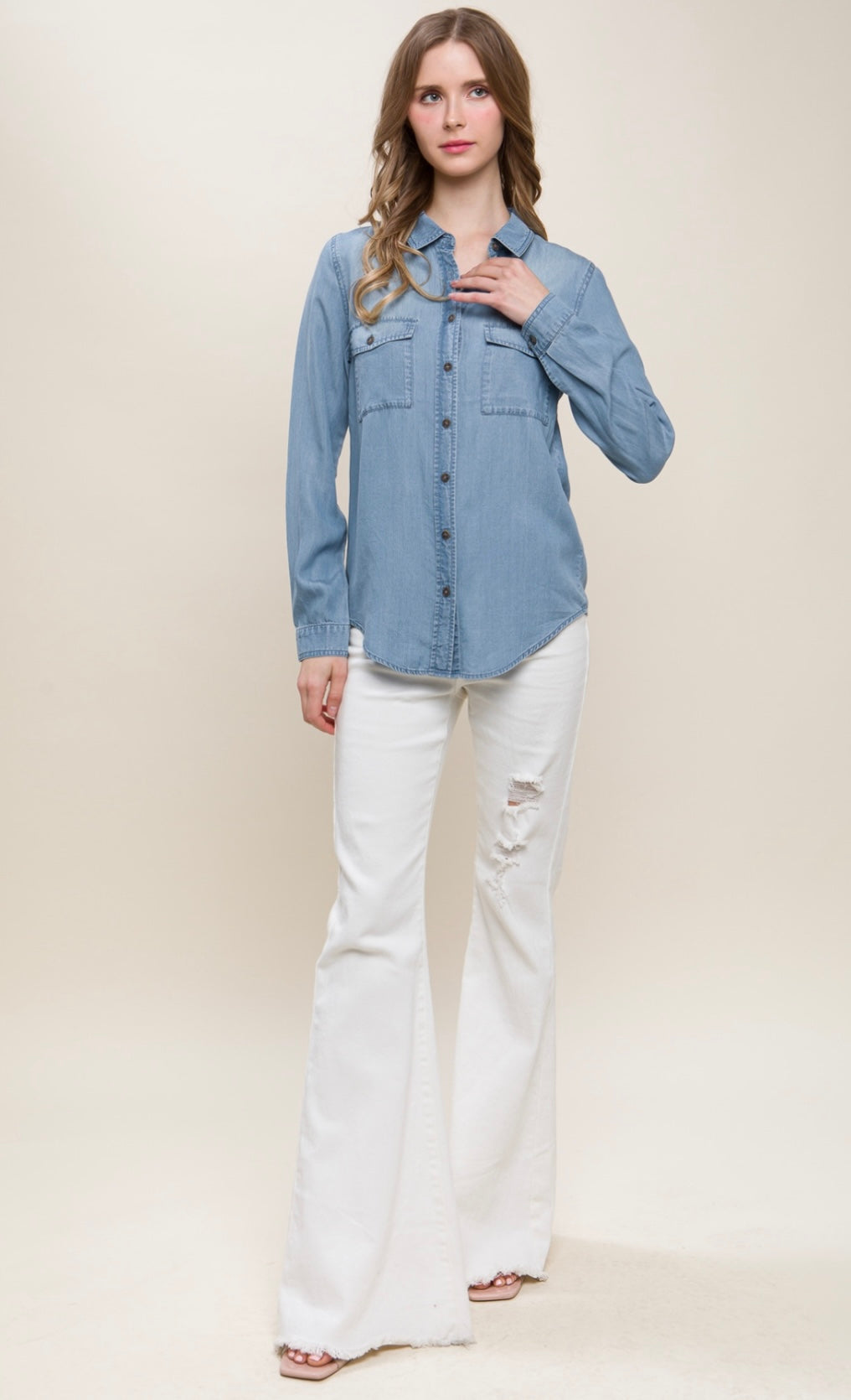 Chambray Button Up Top