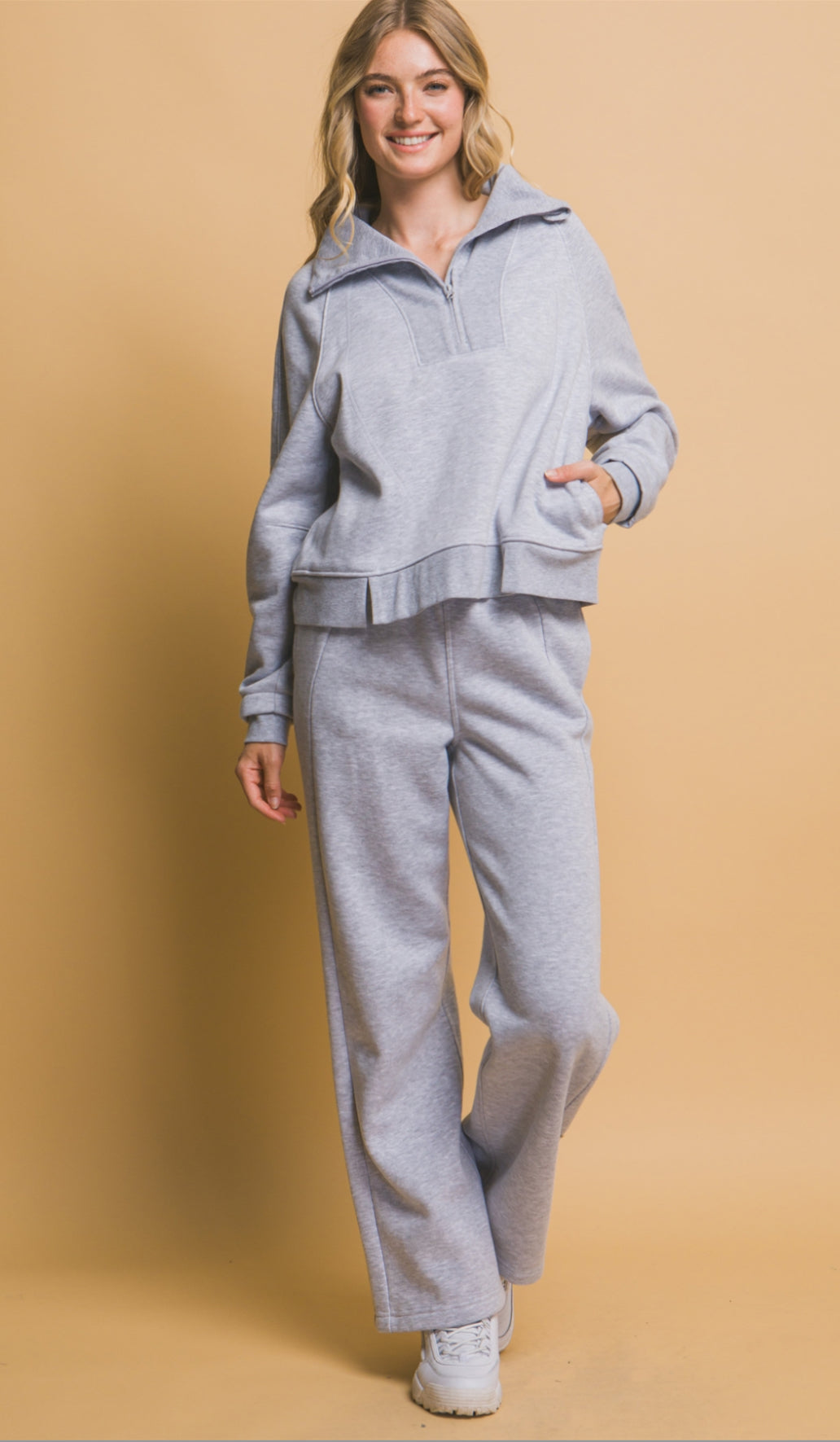 Wide Leg Sweat Pants-heather gray