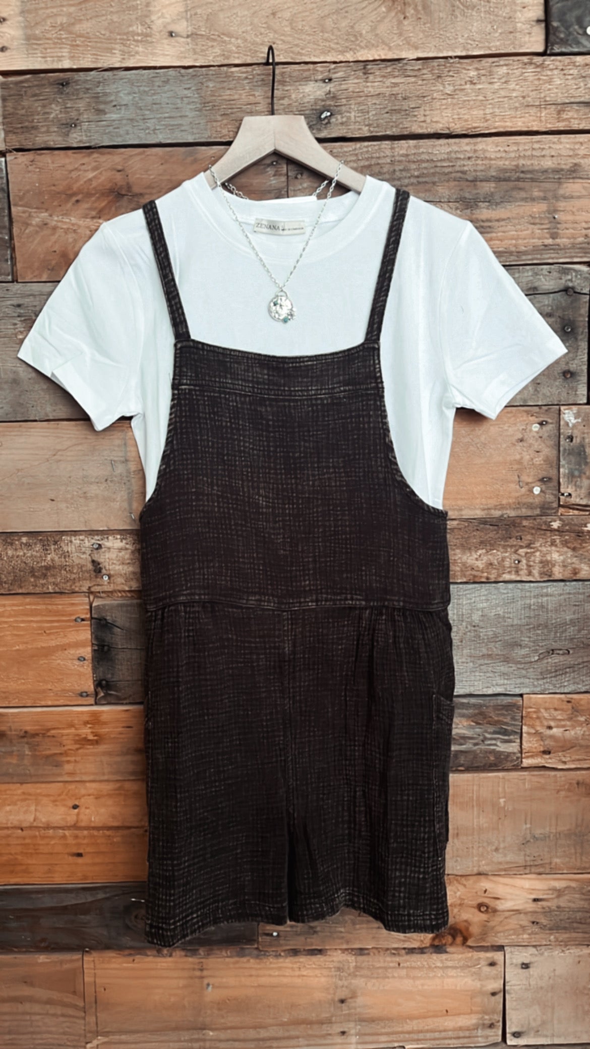 Double Gauze romper-black