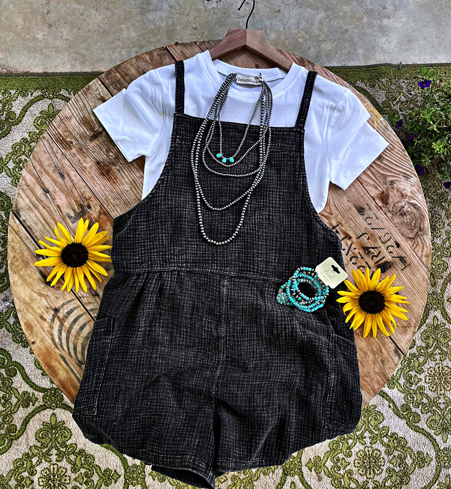 Double Gauze romper-black