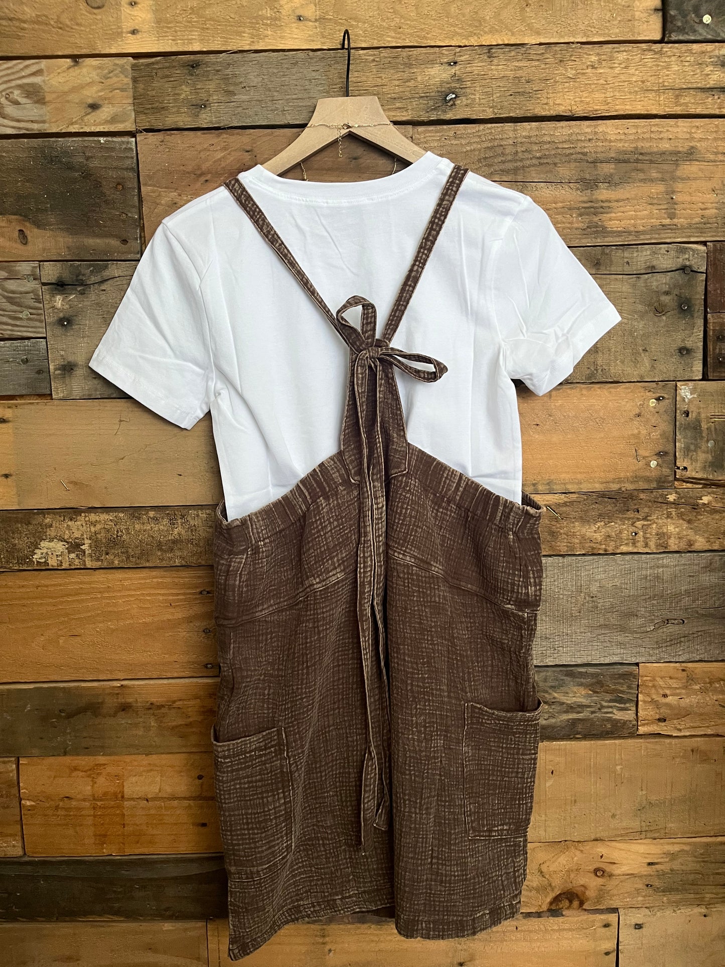 Double Gauze Romper-brown