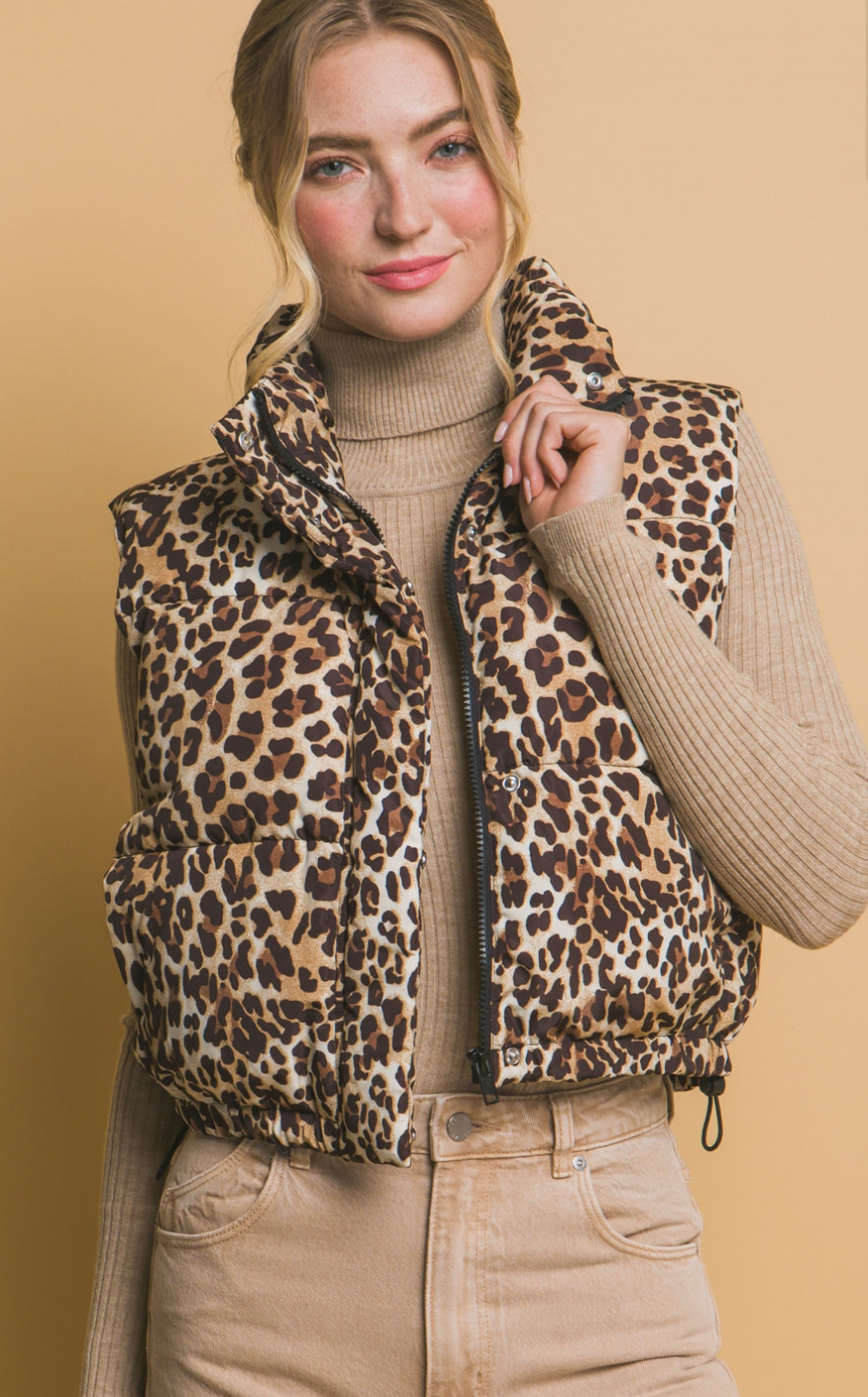 Leopard Print Puffer Vest