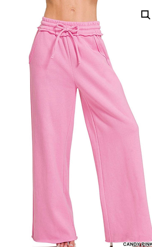 Candy Pink Zenana Wide Leg Sweats