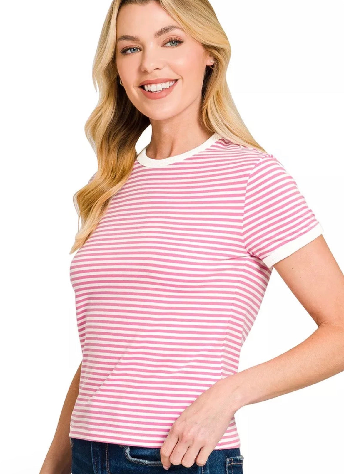 Candy Pink Striped Baby tee