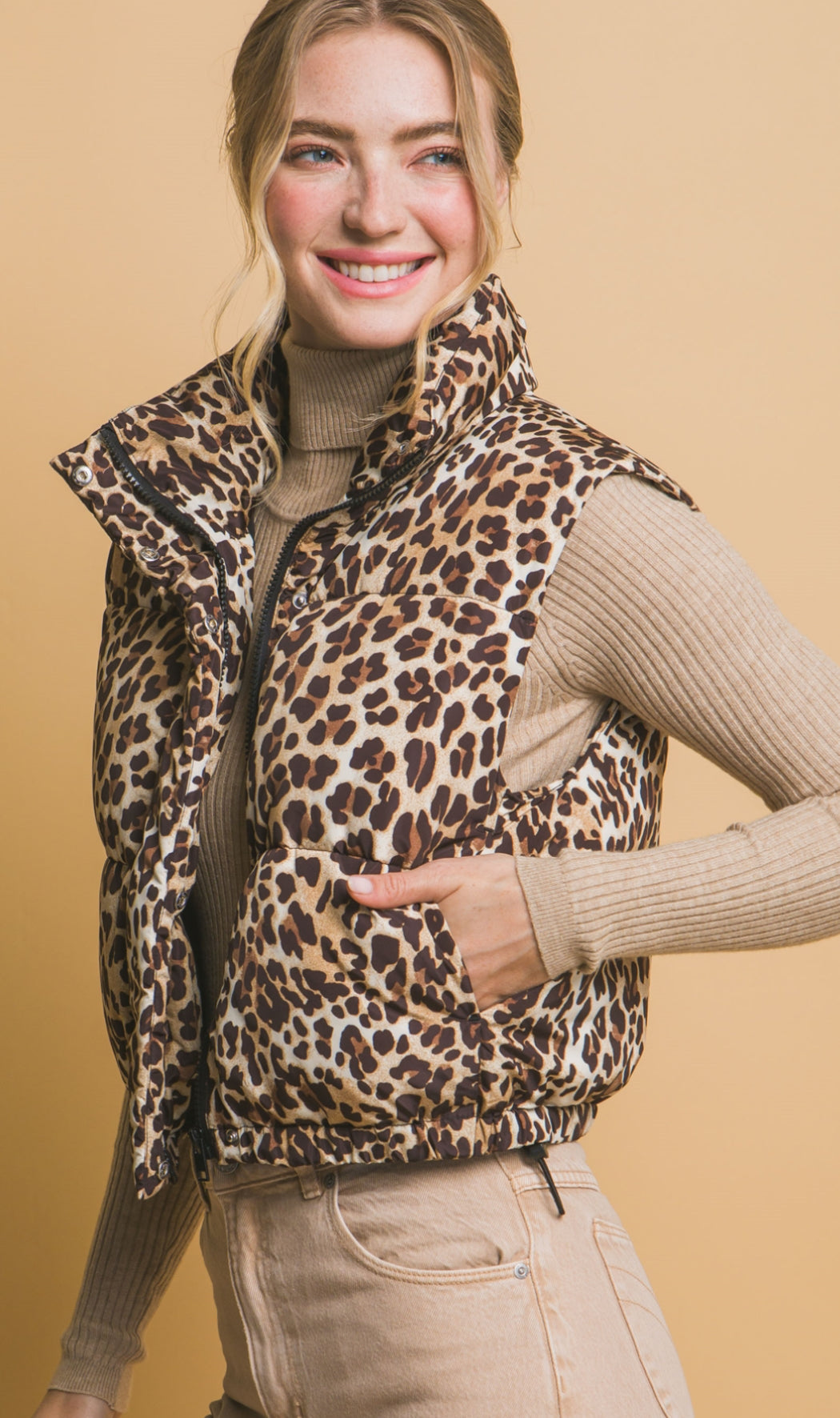 Leopard Print Puffer Vest