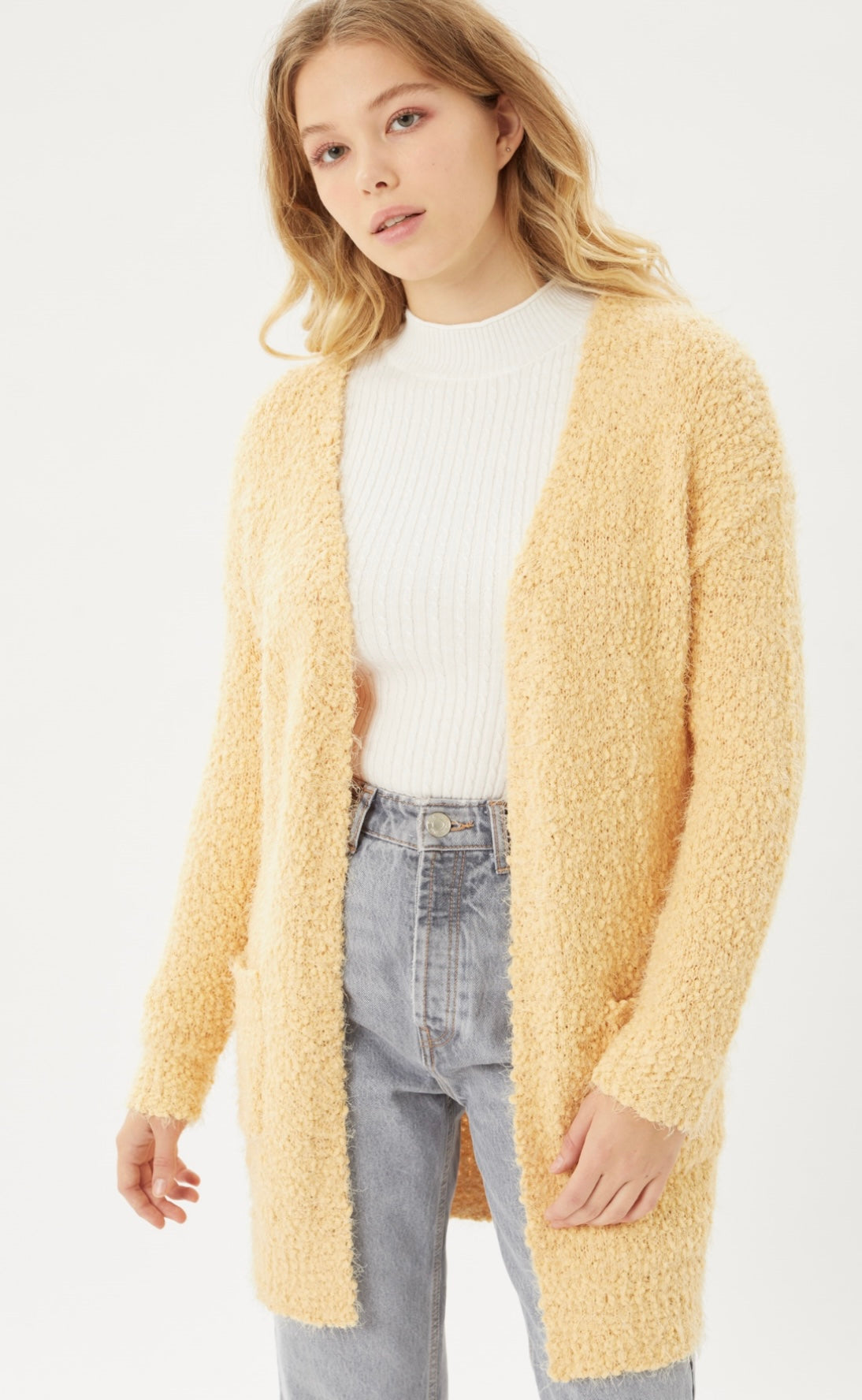 Eyelash Cardigan-soft yellow