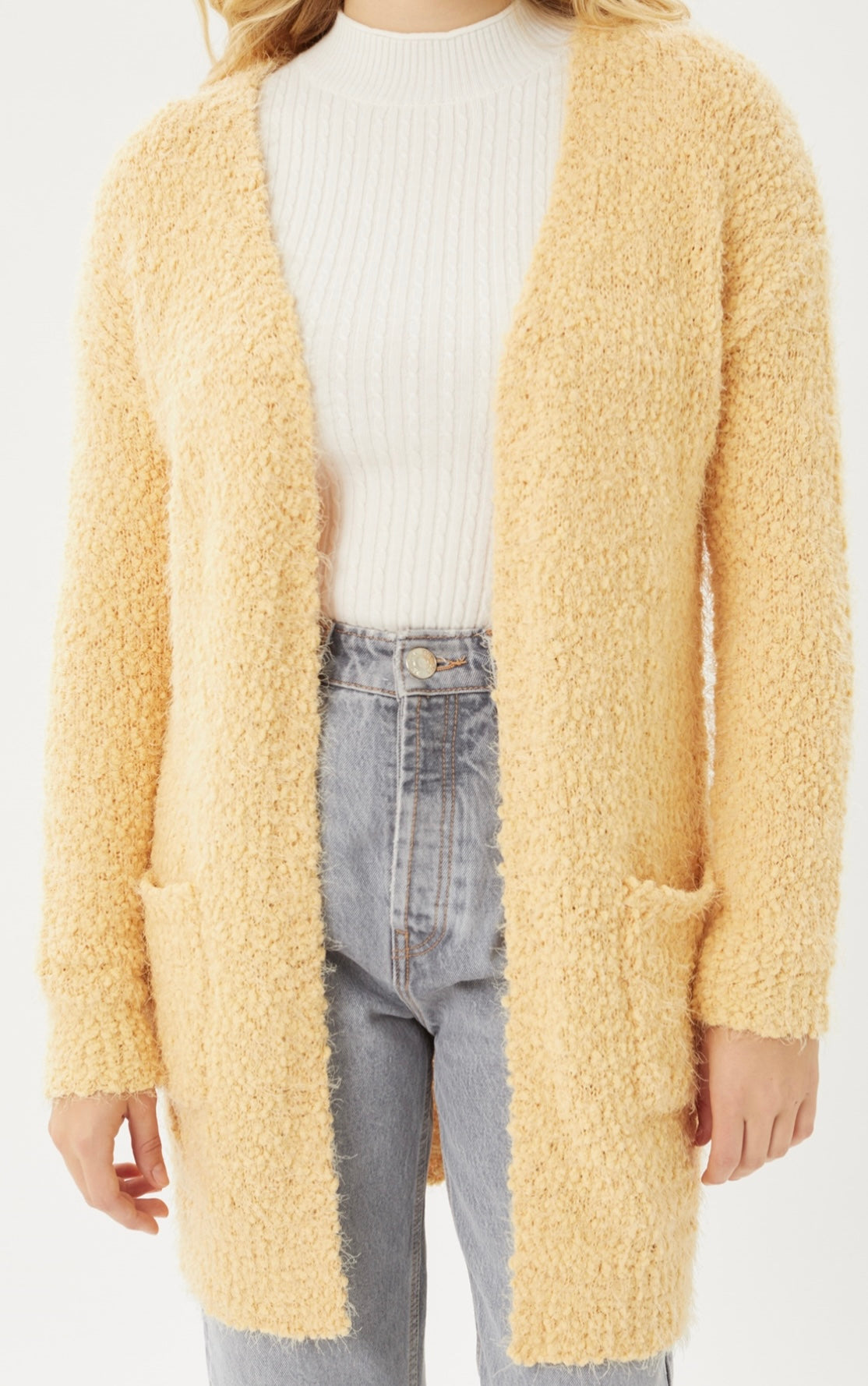 Eyelash Cardigan-soft yellow