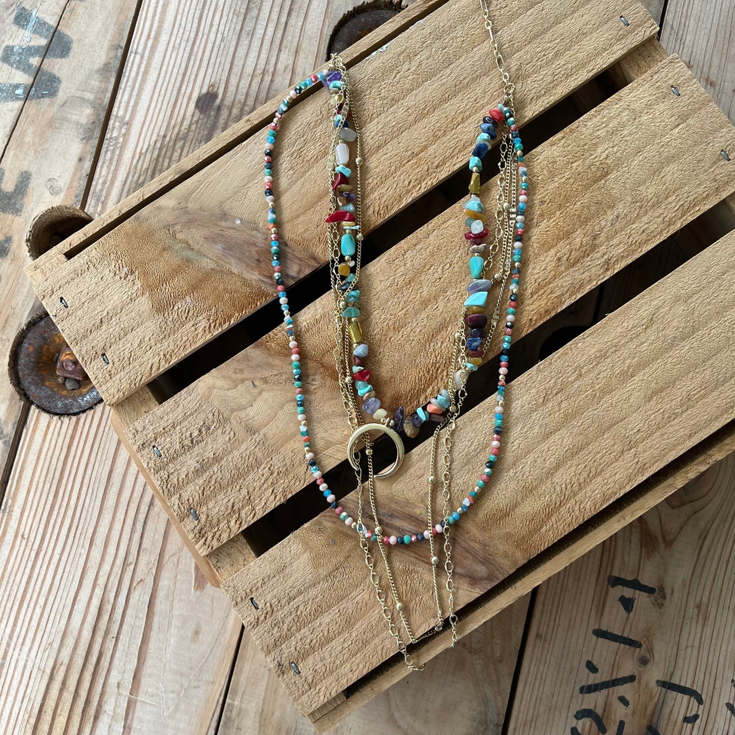 Multi strand glass bead necklace