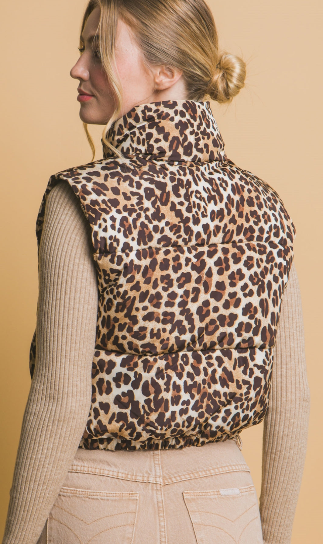 Leopard Print Puffer Vest