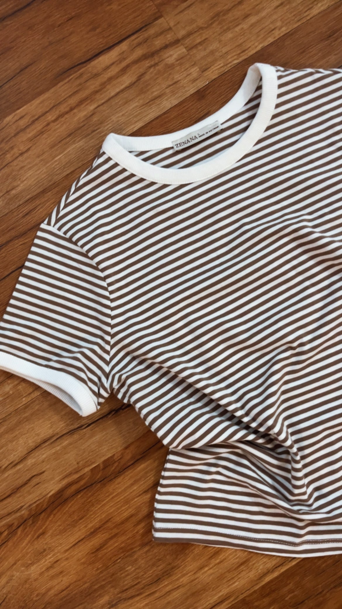 Mocha Striped Zenana Baby tee