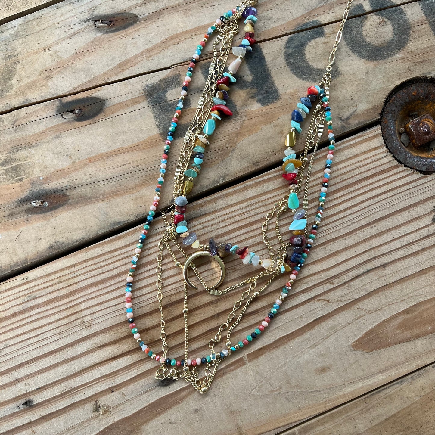 Multi strand glass bead necklace