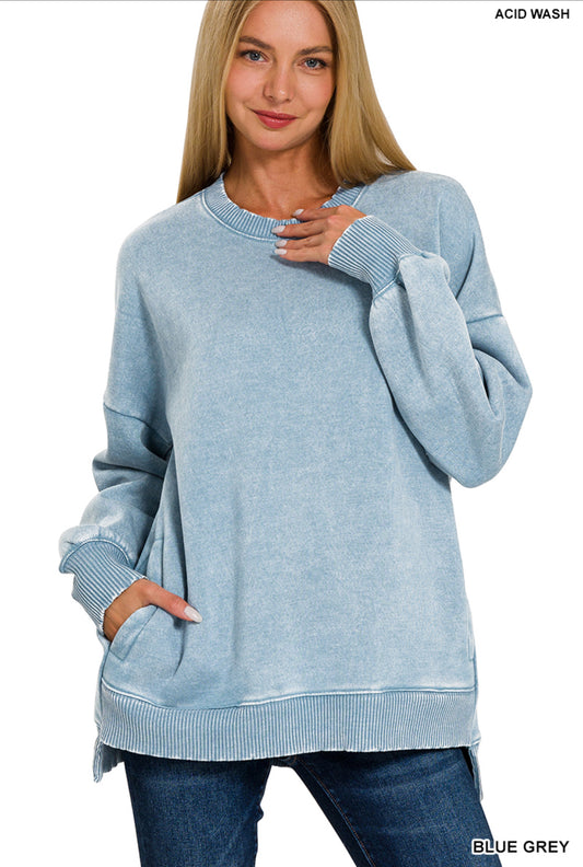 Gray Blue Zenana pullover