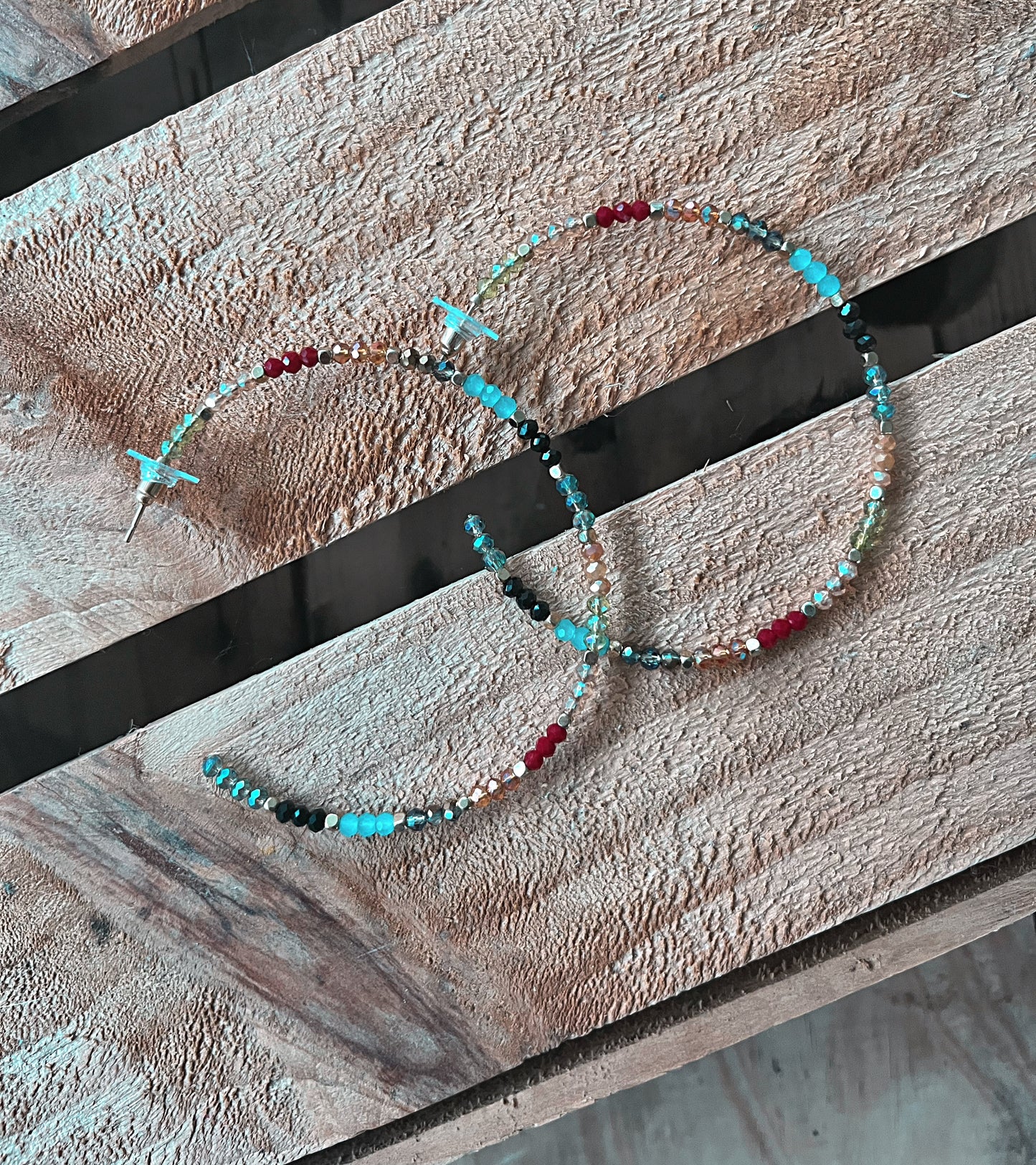 Glass Bead Hoop Earrings