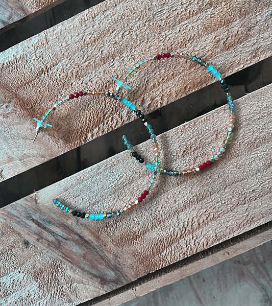 Glass Bead Hoop Earrings