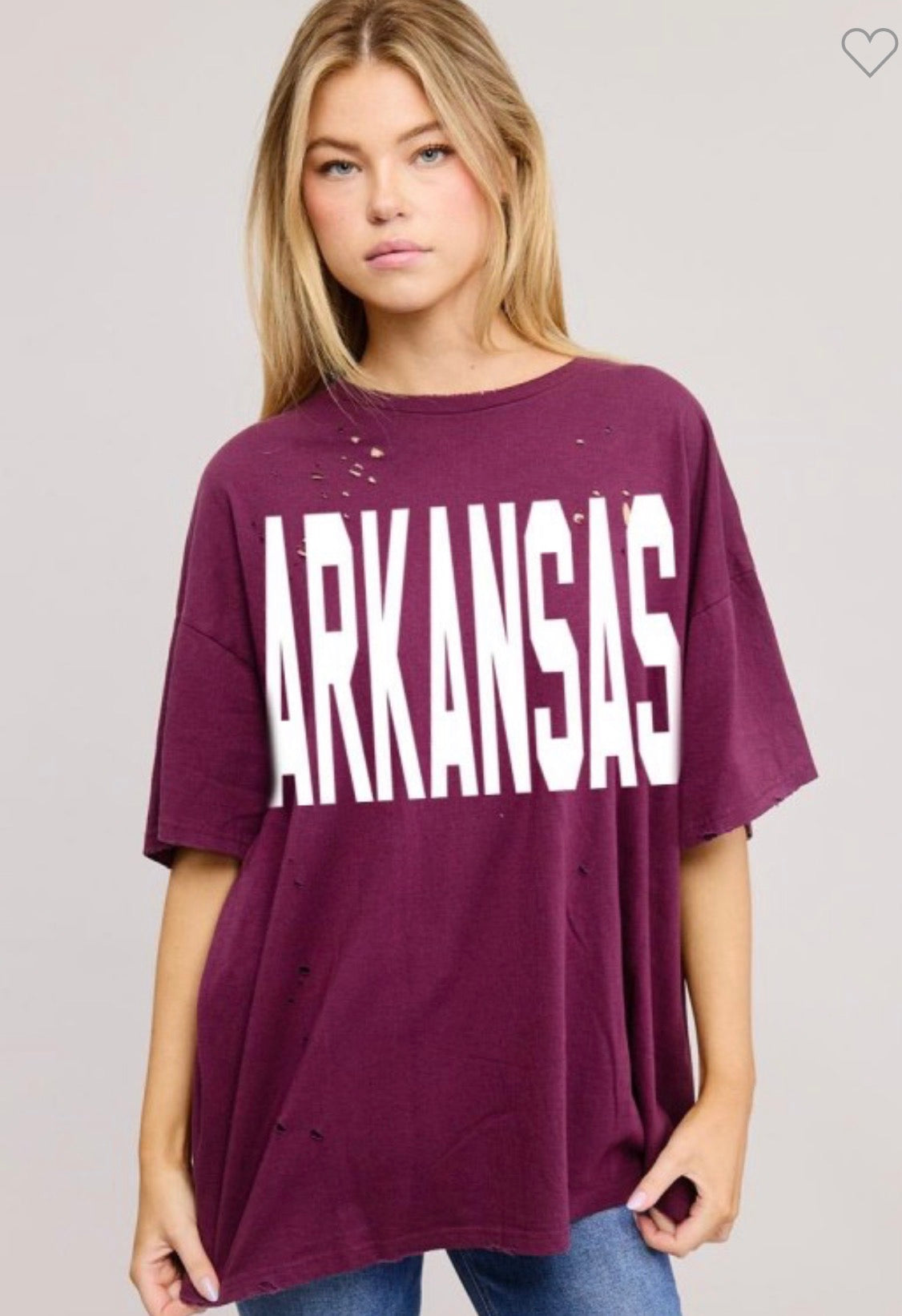 Oversized Distressed Arkansas tee
