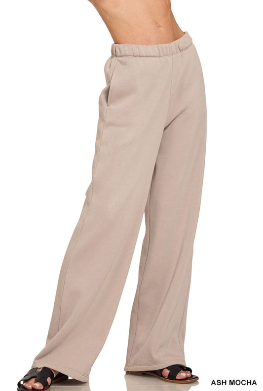 Ash Mocha Zenana Wide Leg Sweat Pants