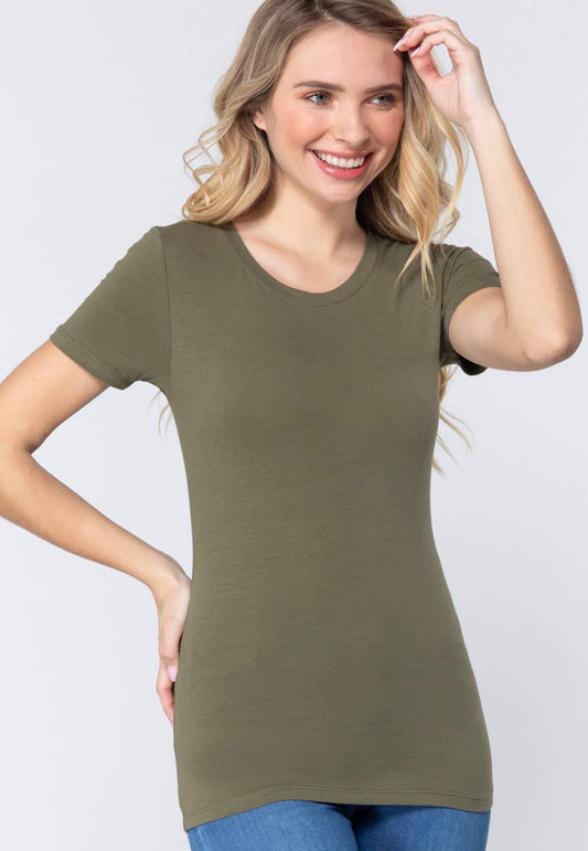 Olive Zenana fitted tee