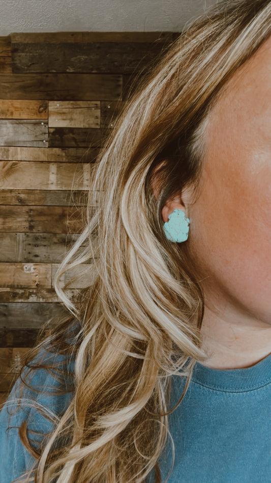 Turquoise chunk earrings