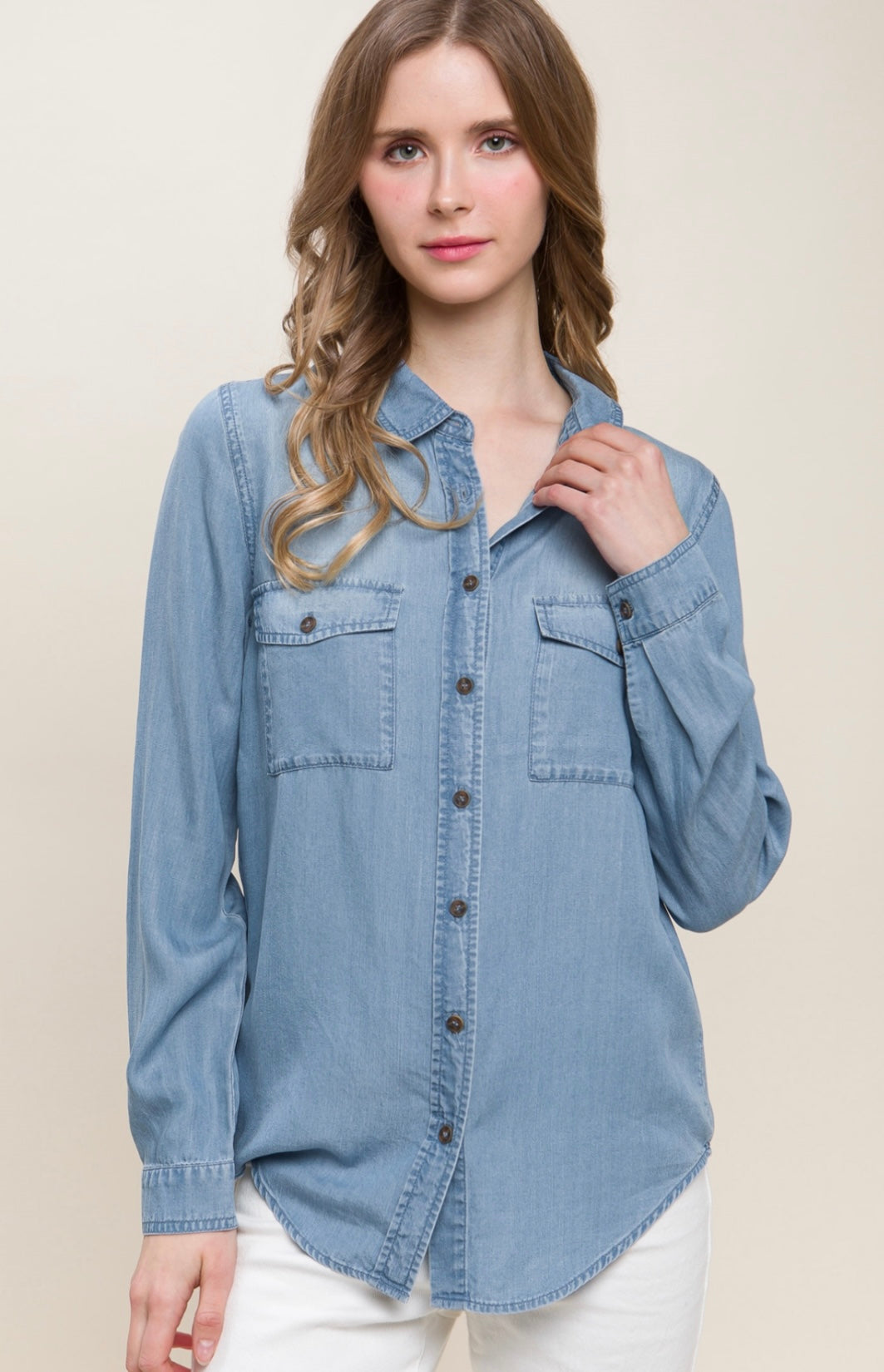 Chambray Button Up Top